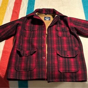 Woolrich Men's Red and Black Plaid Jacket